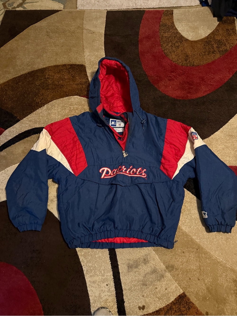 NFL New England Patriots vintage starter heavy team jacket, quarter zip